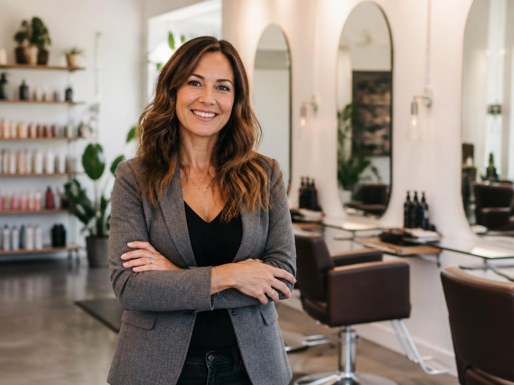 Salon owner welcoming clients in her studio